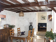 Lounge/dining room with fireplace