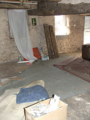 Exposed beams, parquet floor