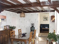 Lounge/dining room with fireplace